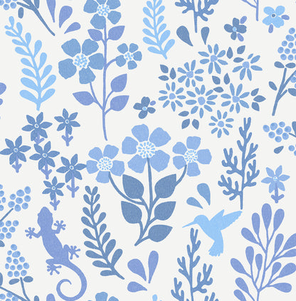 Advantage Karina Blue Meadow Wallpaper, 20.5-in by 33-ft