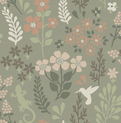 Advantage Karina Green Meadow Wallpaper, 20.5-in by 33-ft