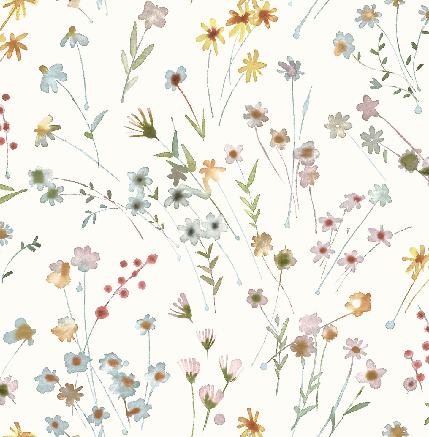 Advantage Heidi Yellow Watercolor Florals Wallpaper, 20.5-in by 33-ft