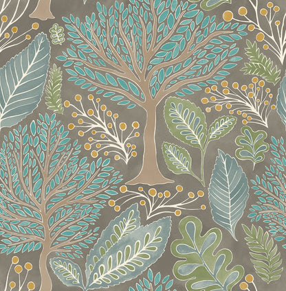 Advantage Kiah Taupe Forest Wallpaper, 20.5-in by 33-ft