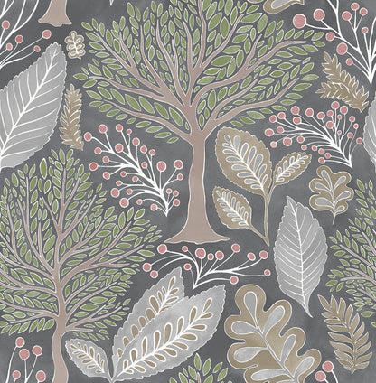 Advantage Kiah Grey Forest Wallpaper, 20.5-in by 33-ft