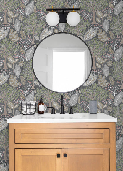 Advantage Kiah Grey Forest Wallpaper, 20.5-in by 33-ft