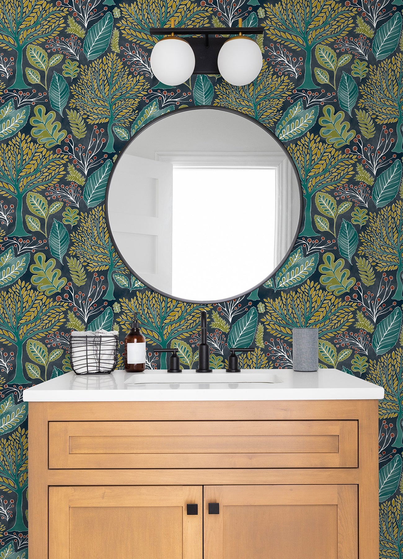 Advantage Kiah Blue Forest Wallpaper, 20.5-in by 33-ft