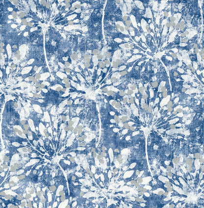 Advantage Dori Blue Painterly Floral Wallpaper, 20.5-in by 33-ft