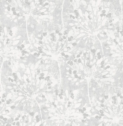 Advantage Dori Light Grey Painterly Floral Wallpaper, 20.5-in by 33-ft