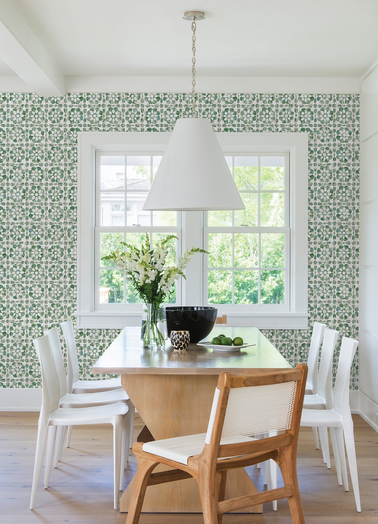 Advantage Izeda Green Floral Tile Wallpaper, 20.5-in by 33-ft