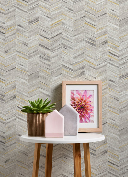 Advantage Tatlin Yellow Chevron Wallpaper, 20.9-in by 33-ft