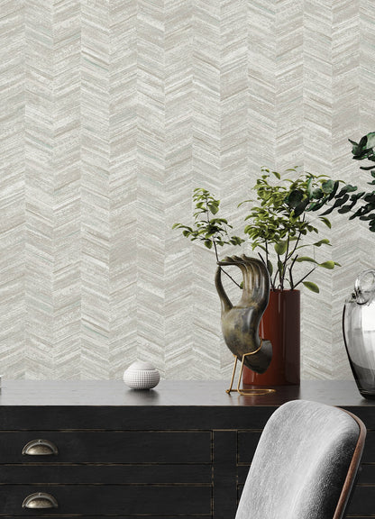 Advantage Tatlin Grey Chevron Wallpaper, 20.9-in by 33-ft