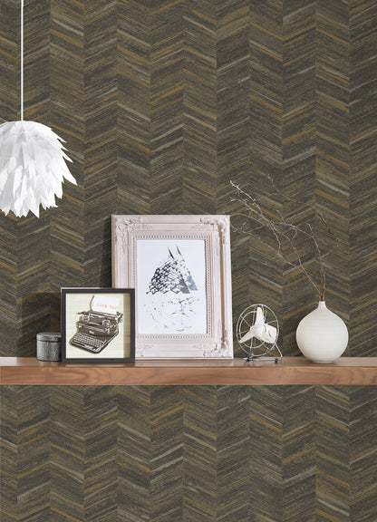 Advantage Tatlin Brown Chevron Wallpaper, 20.9-in by 33-ft