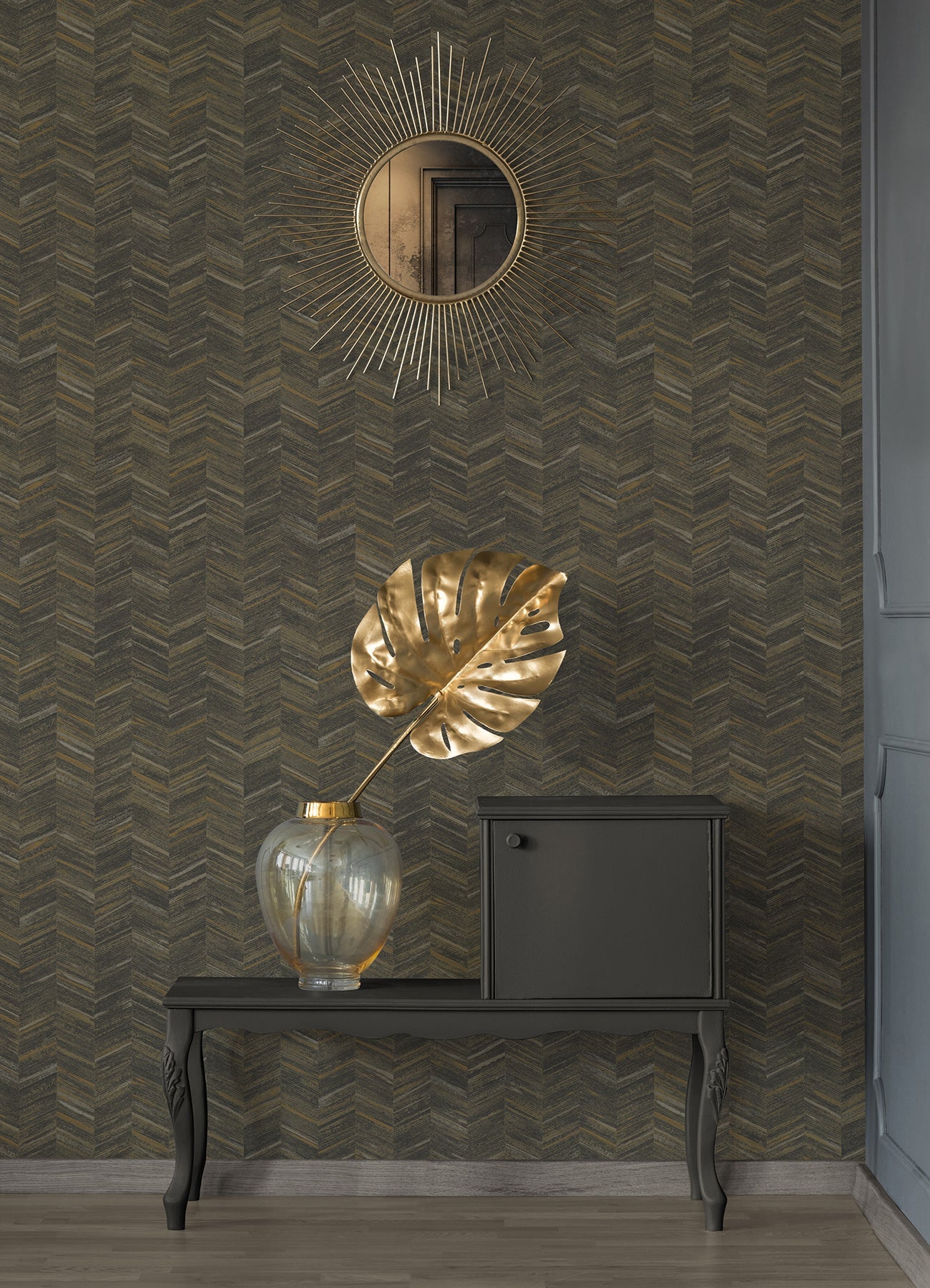 Advantage Tatlin Brown Chevron Wallpaper, 20.9-in by 33-ft