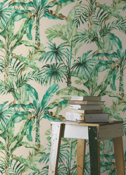 Advantage Calle White Tropical Wallpaper, 20.9-in by 33-ft