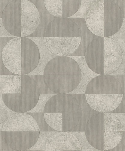 Advantage Barcelo Grey Circles Wallpaper, 20.9-in by 33-ft