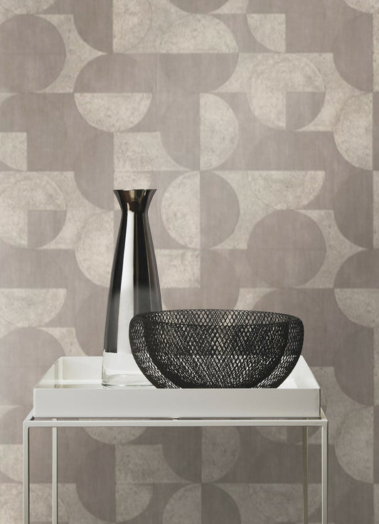 Advantage Barcelo Grey Circles Wallpaper, 20.9-in by 33-ft