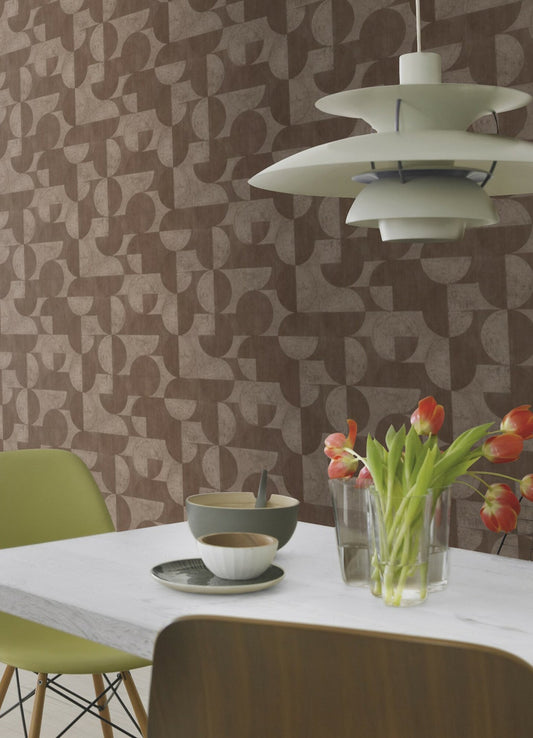 Advantage Barcelo Brown Circles Wallpaper, 20.9-in by 33-ft