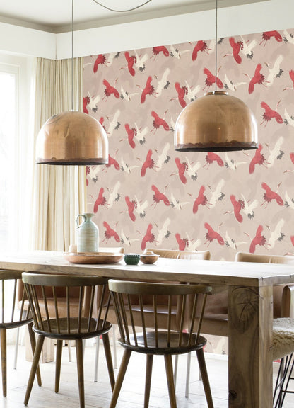 Advantage Kusama Neutral Crane Wallpaper, 20.9-in by 33-ft