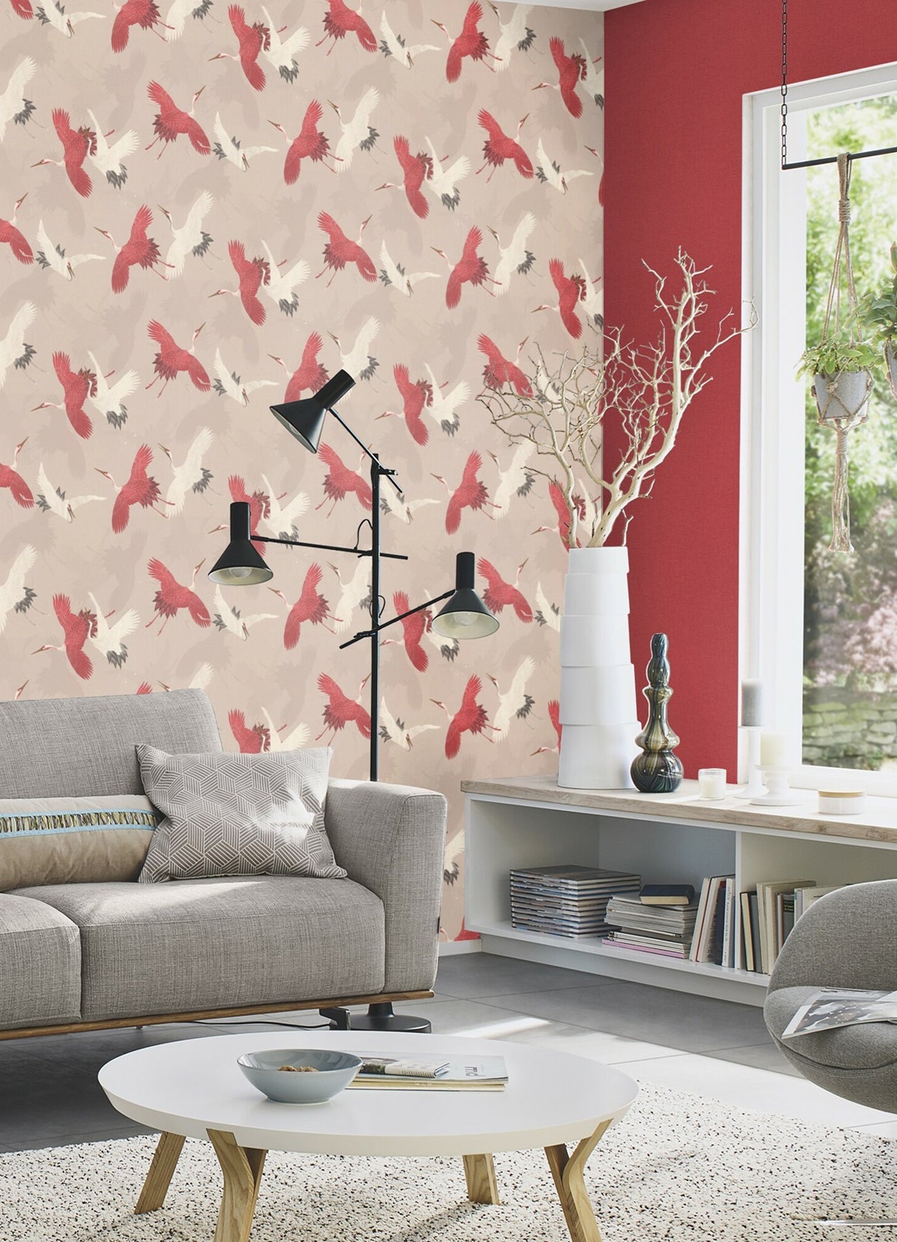 Advantage Kusama Neutral Crane Wallpaper, 20.9-in by 33-ft