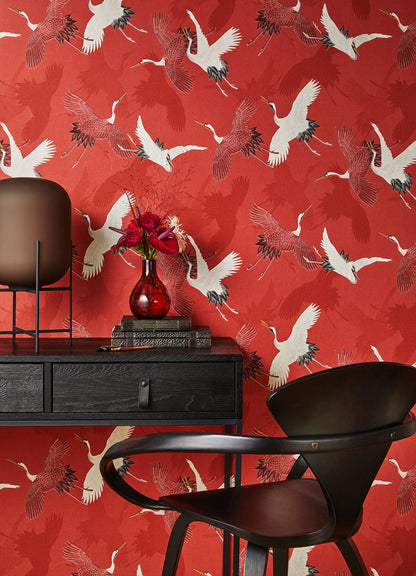 Advantage Kusama Red Crane Wallpaper, 20.9-in by 33-ft