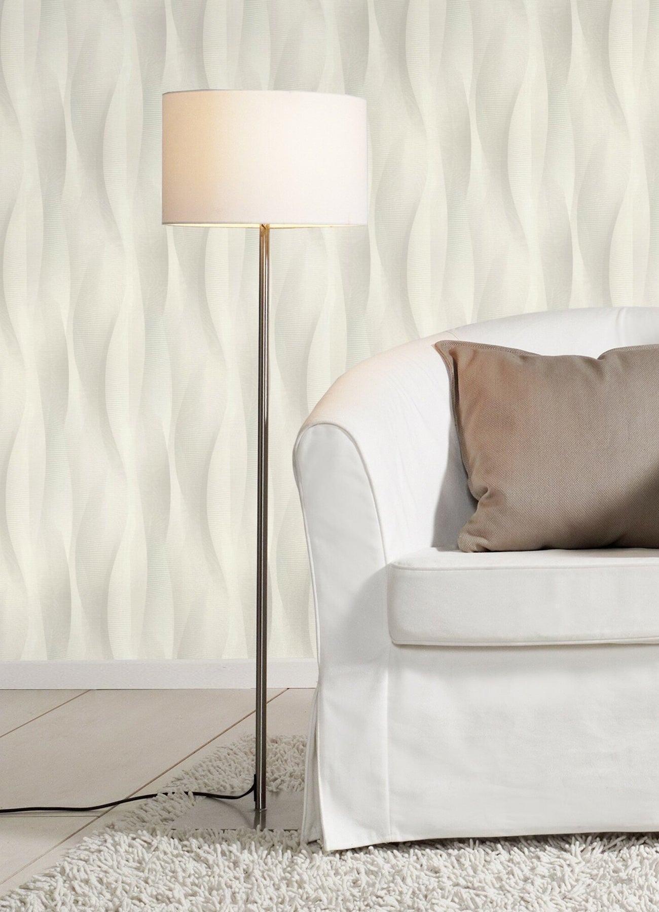 Advantage Currin Light Grey Wave Wallpaper, 20.9-in by 33-ft