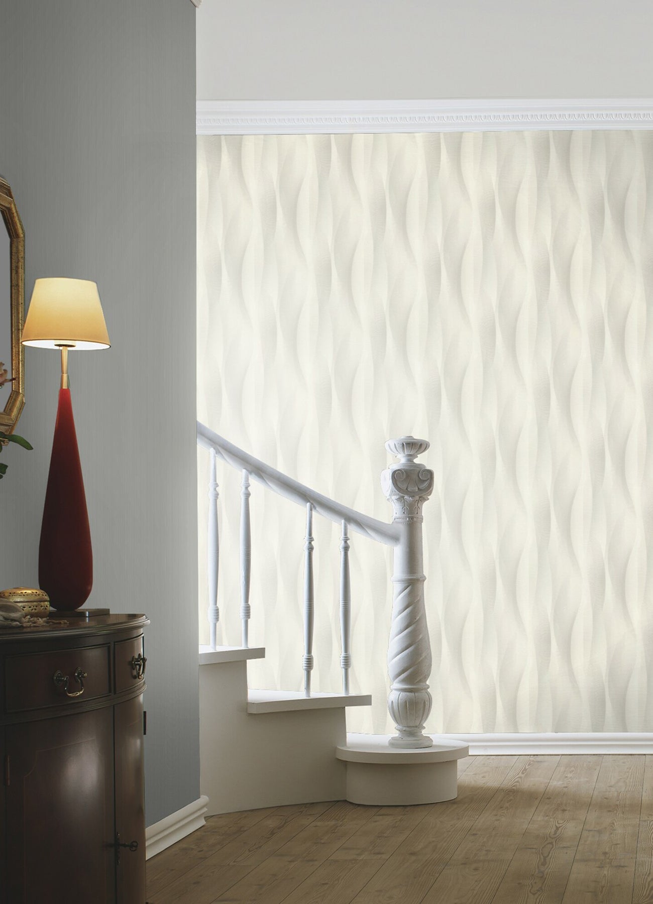 Advantage Currin Light Grey Wave Wallpaper, 20.9-in by 33-ft