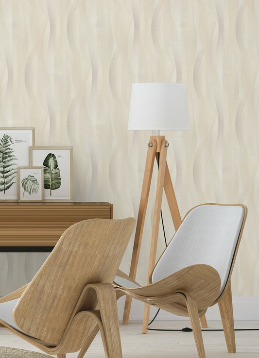 Advantage Currin Neutral Wave Wallpaper, 20.9-in by 33-ft