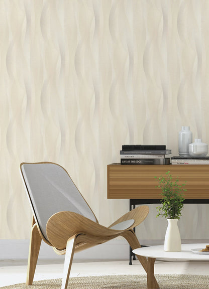 Advantage Currin Neutral Wave Wallpaper, 20.9-in by 33-ft