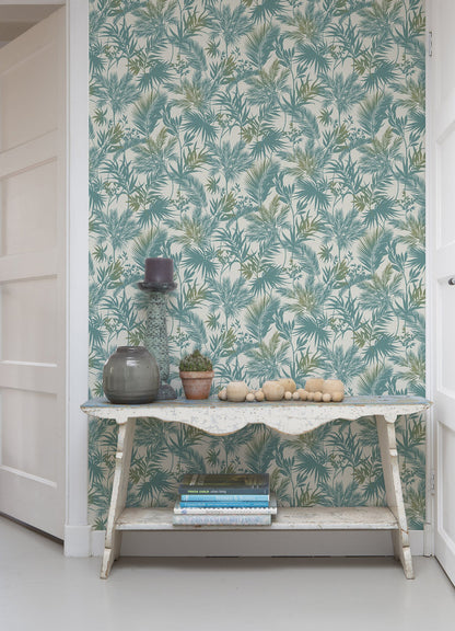 Advantage Saura Teal Frond Wallpaper, 20.9-in by 33-ft