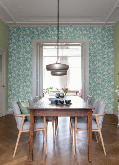 Advantage Saura Teal Frond Wallpaper, 20.9-in by 33-ft