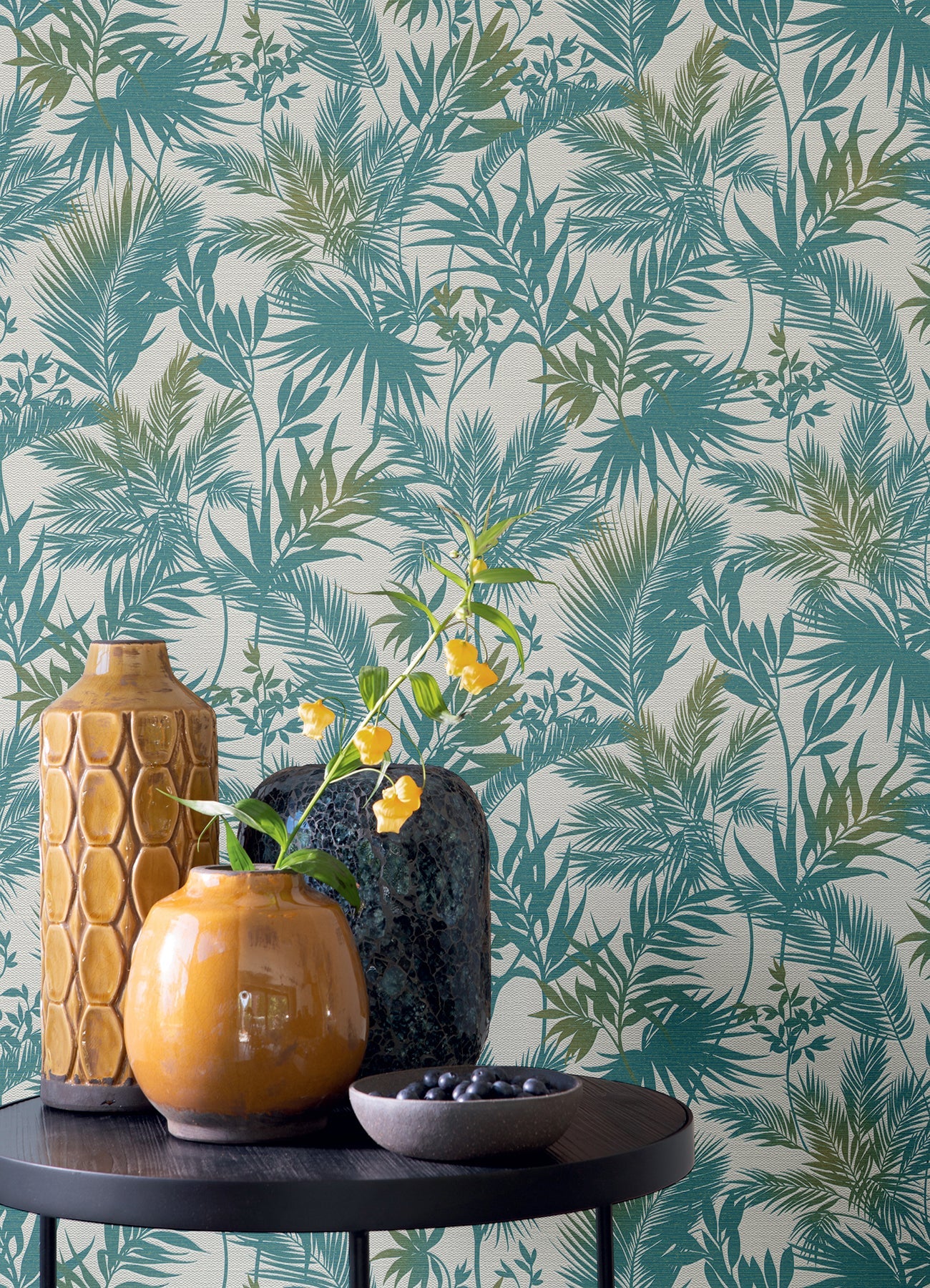 Advantage Saura Teal Frond Wallpaper, 20.9-in by 33-ft