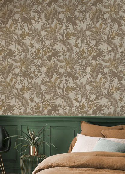 Advantage Saura Brown Frond Wallpaper, 20.9-in by 33-ft