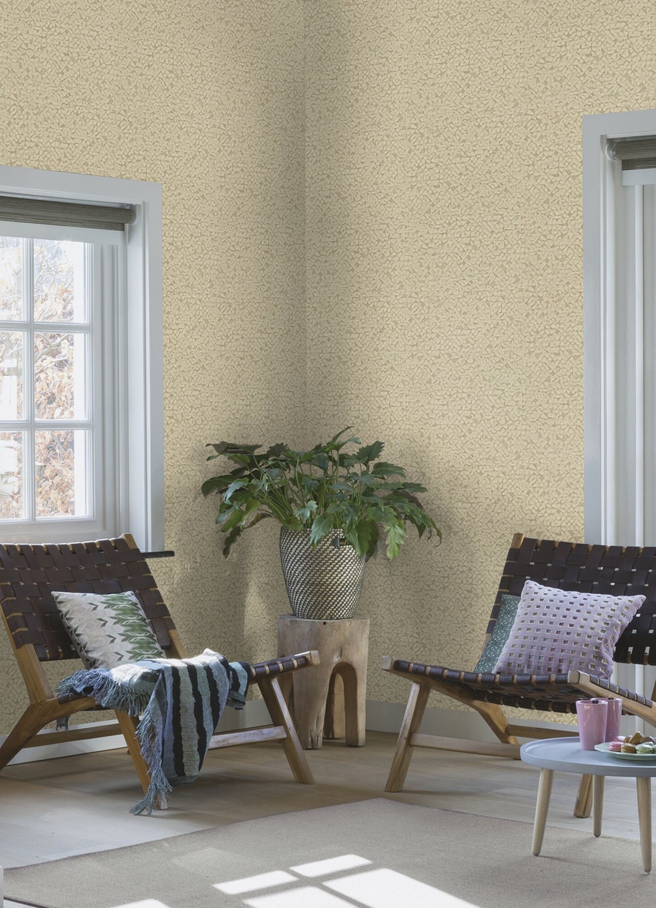 Advantage Arbus Beige Geo Wallpaper, 20.9-in by 33-ft