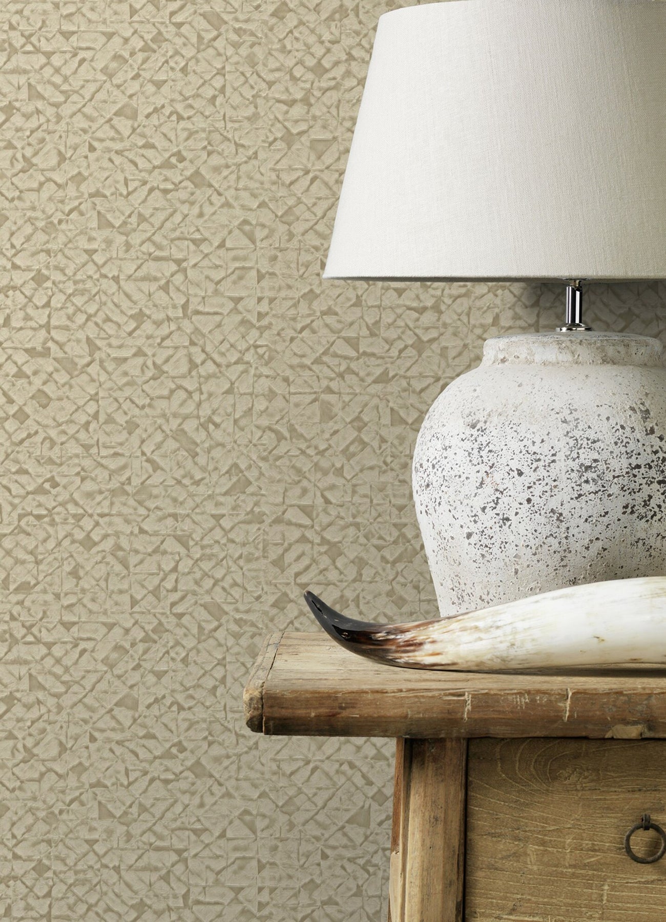 Advantage Arbus Beige Geo Wallpaper, 20.9-in by 33-ft