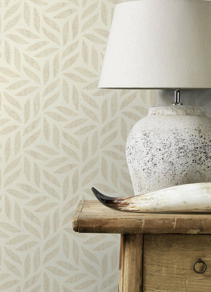 Advantage Sagano Taupe Leaf Wallpaper, 20.9-in by 33-ft