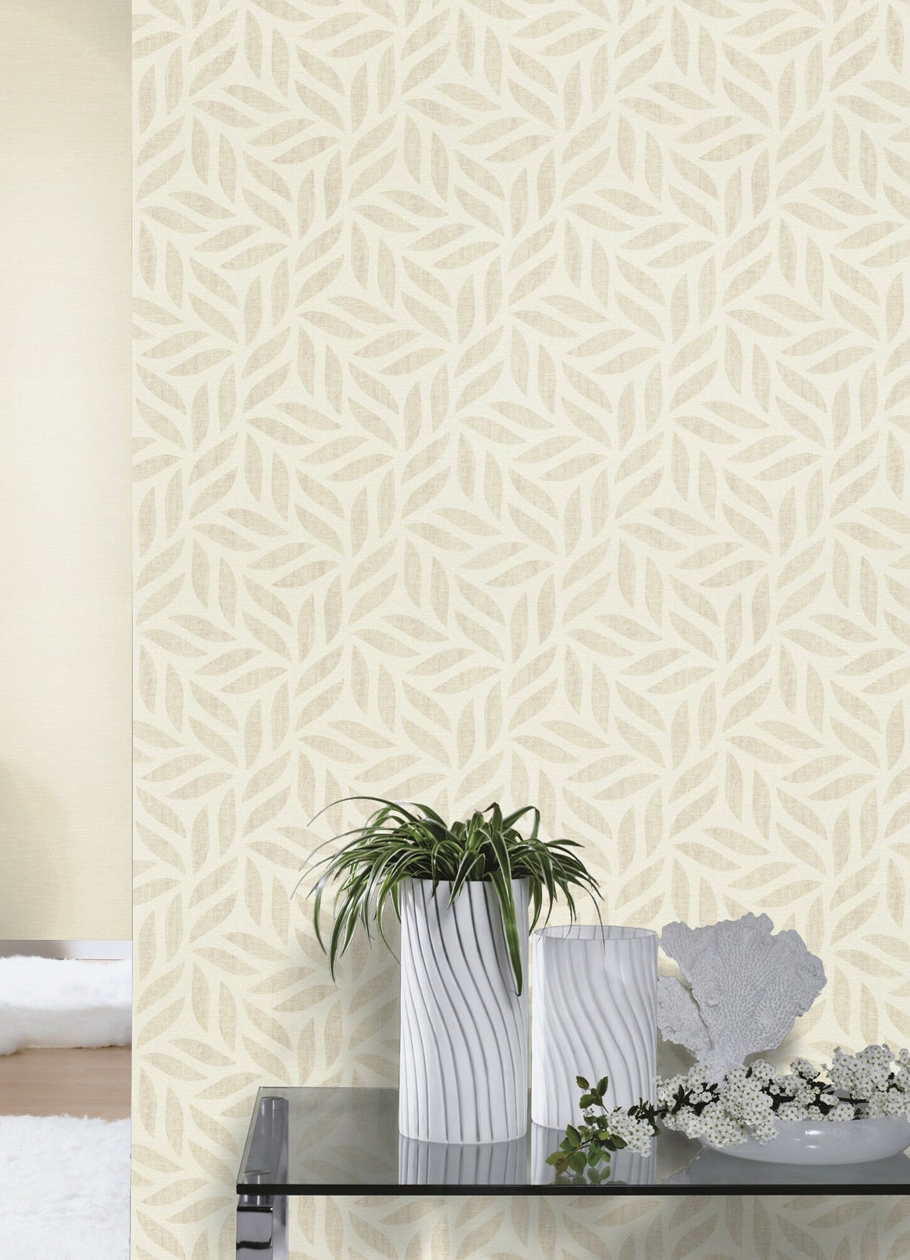 Advantage Sagano Taupe Leaf Wallpaper, 20.9-in by 33-ft