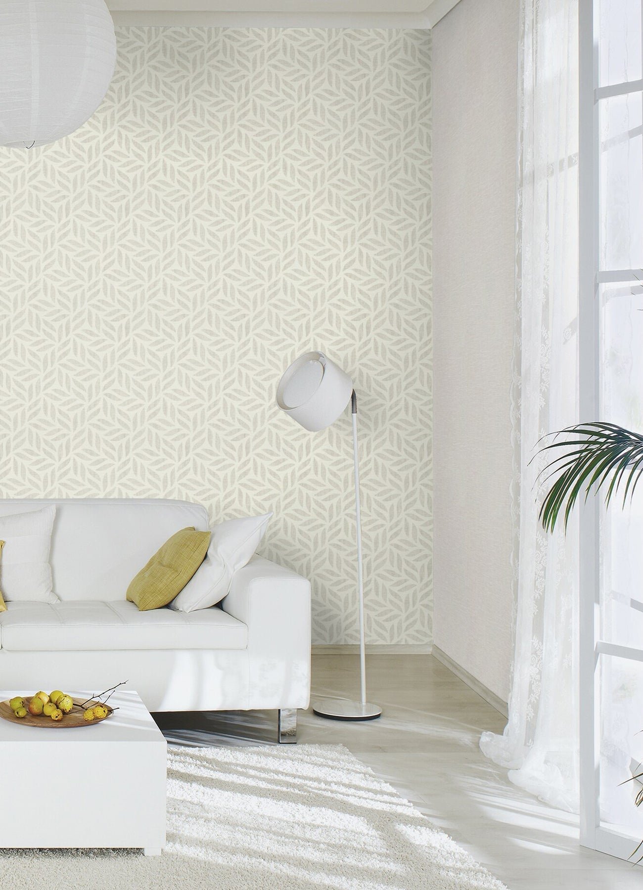 Advantage Sagano Light Grey Leaf Wallpaper, 20.9-in by 33-ft