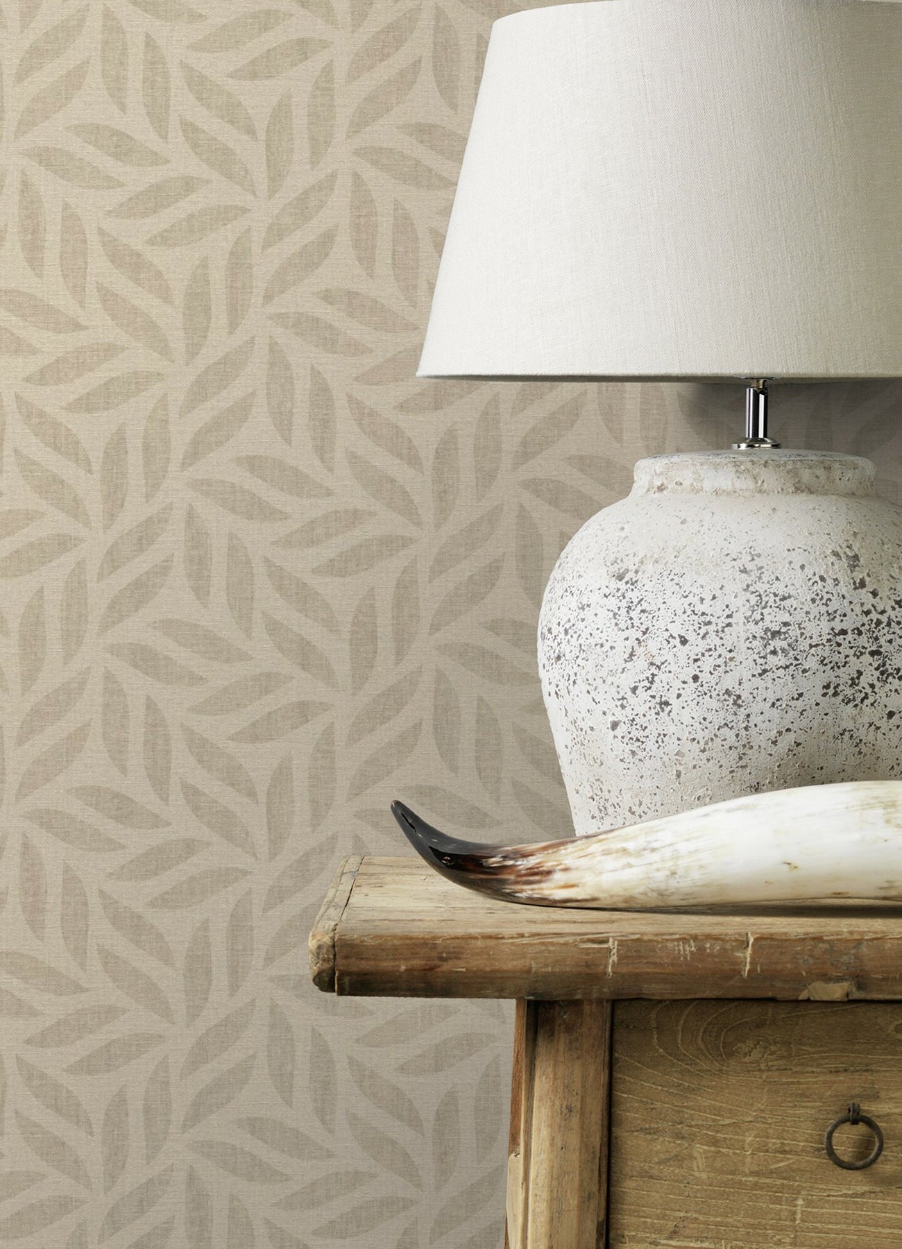 Advantage Sagano Light Brown Leaf Wallpaper, 20.9-in by 33-ft