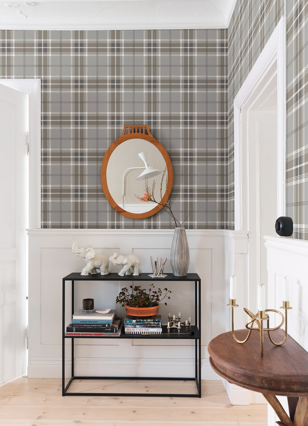 Advantage Sala Neutral Plaid Wallpaper, 20.9-in by 33-ft