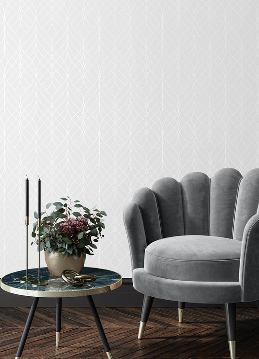 Advantage Hartley Light Grey Geo Wallpaper, 20.9-in by 33-ft