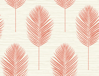 A-Street Prints Bali Coral Fern Wallpaper, 27-in by 27-ft