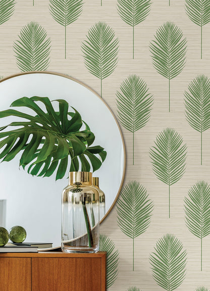 A-Street Prints Bali Green Fern Wallpaper, 27-in by 27-ft