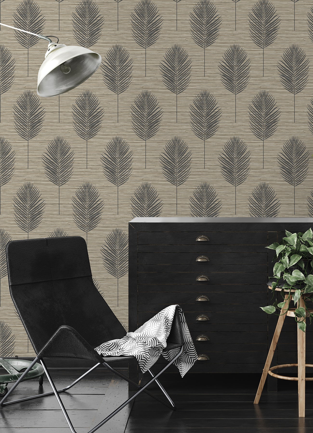 A-Street Prints Bali Light Brown Fern Wallpaper, 27-in by 27-ft