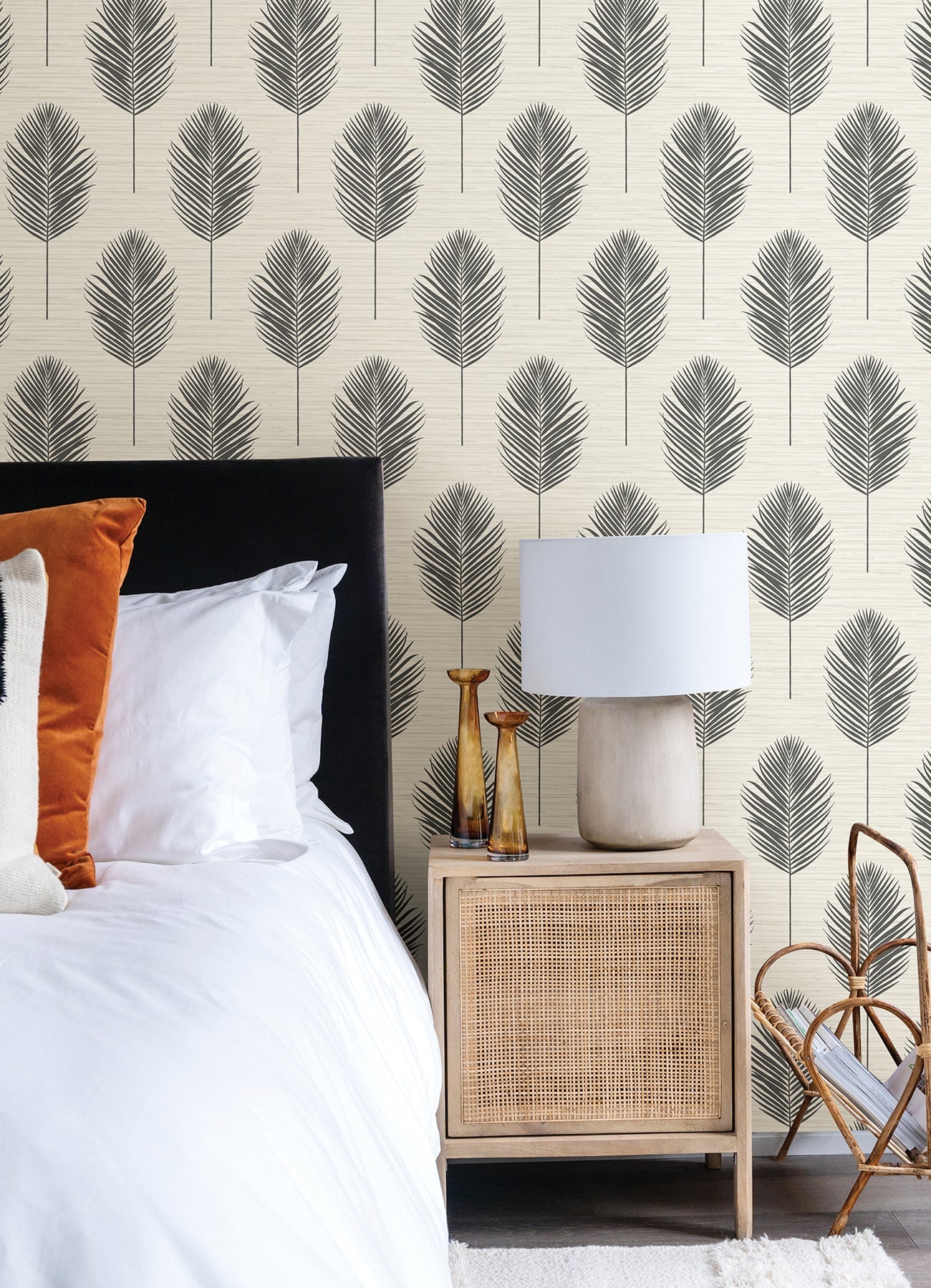 A-Street Prints Bali Black Fern Wallpaper, 27-in by 27-ft