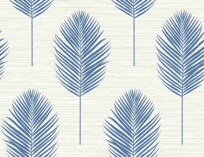 A-Street Prints Bali Blue Fern Wallpaper, 27-in by 27-ft