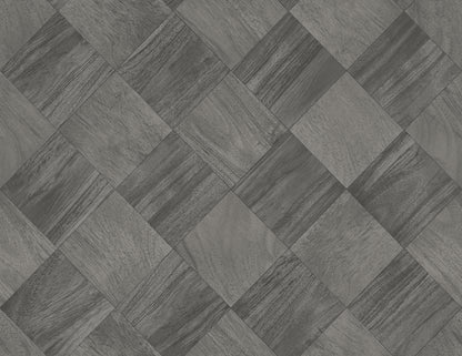 A-Street Prints Thriller Black Wood Tile Wallpaper, 27-in by 27-ft