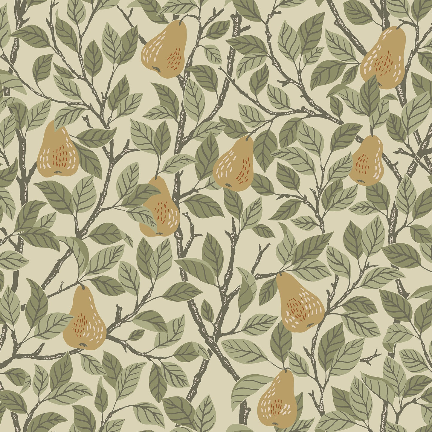 A-Street Prints Pirum Yellow Pear Wallpaper, 20.9-in by 33-ft