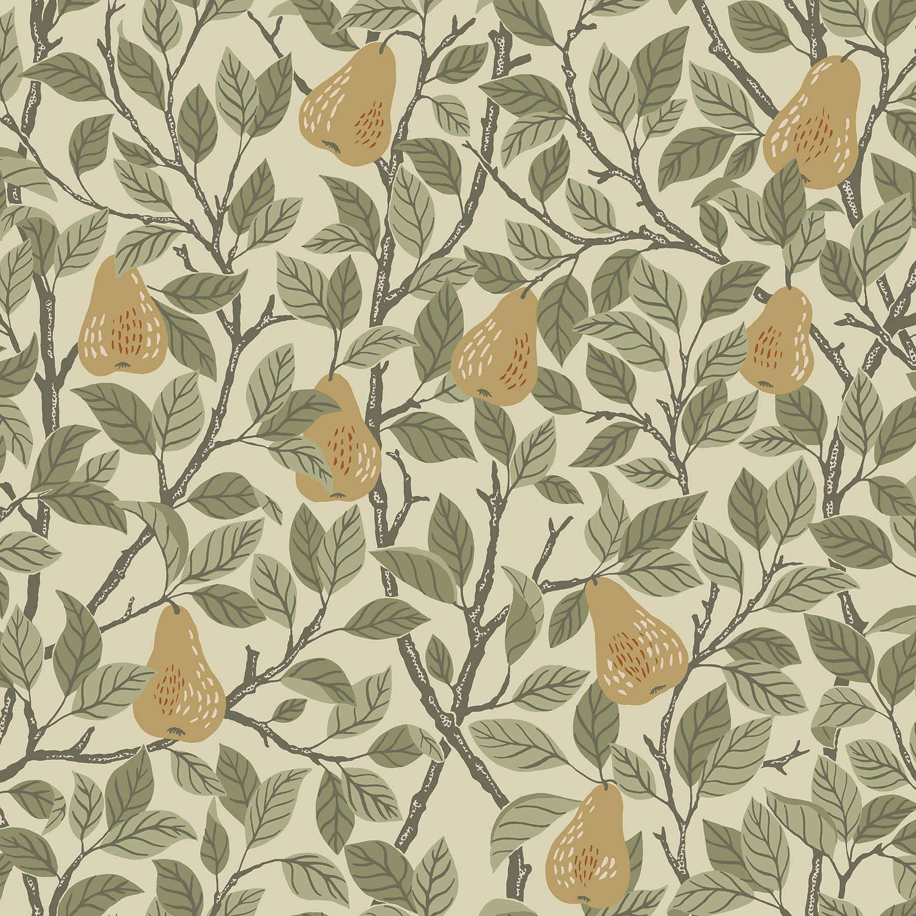 A-Street Prints Pirum Yellow Pear Wallpaper, 20.9-in by 33-ft