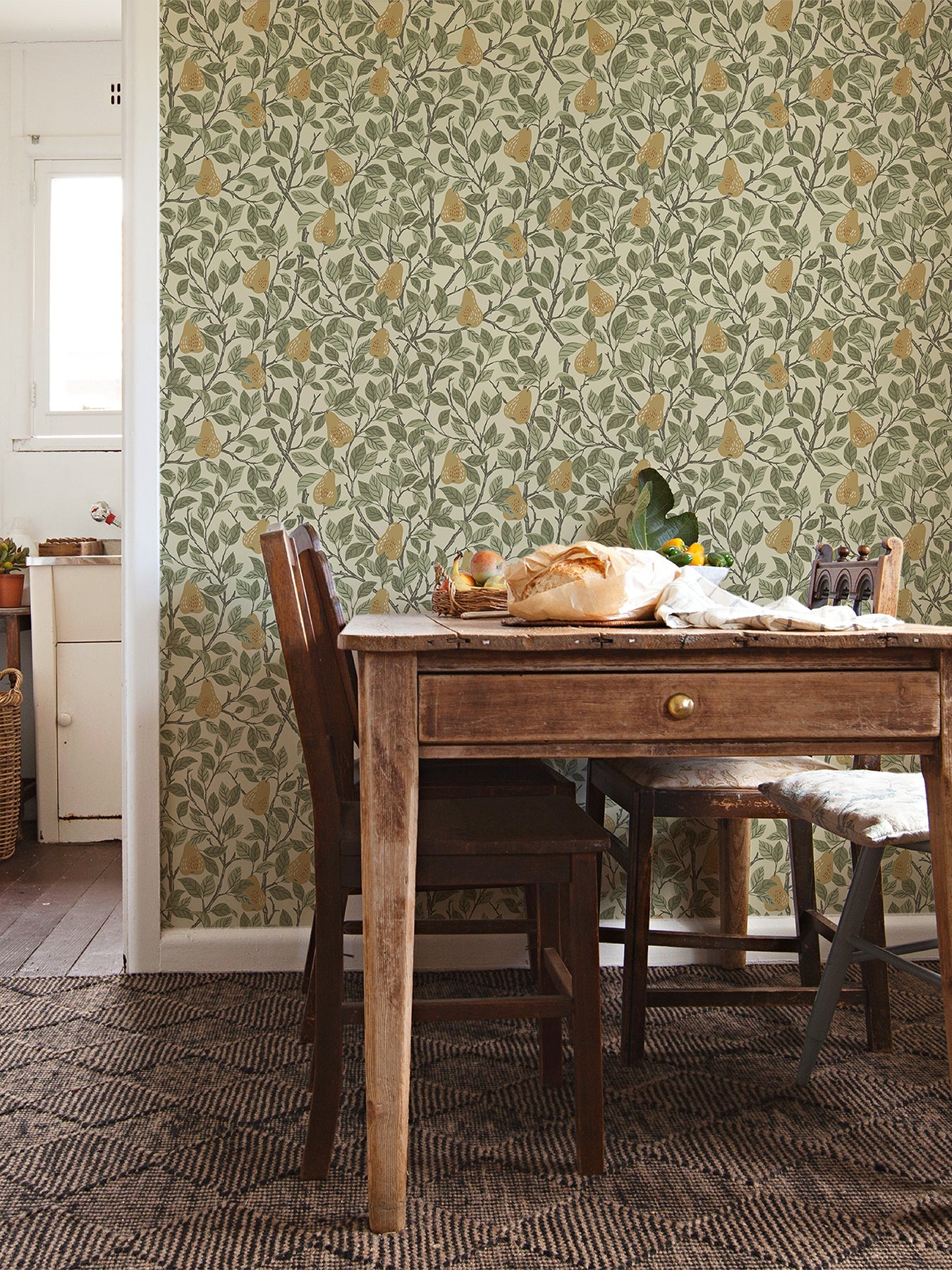 A-Street Prints Pirum Yellow Pear Wallpaper, 20.9-in by 33-ft