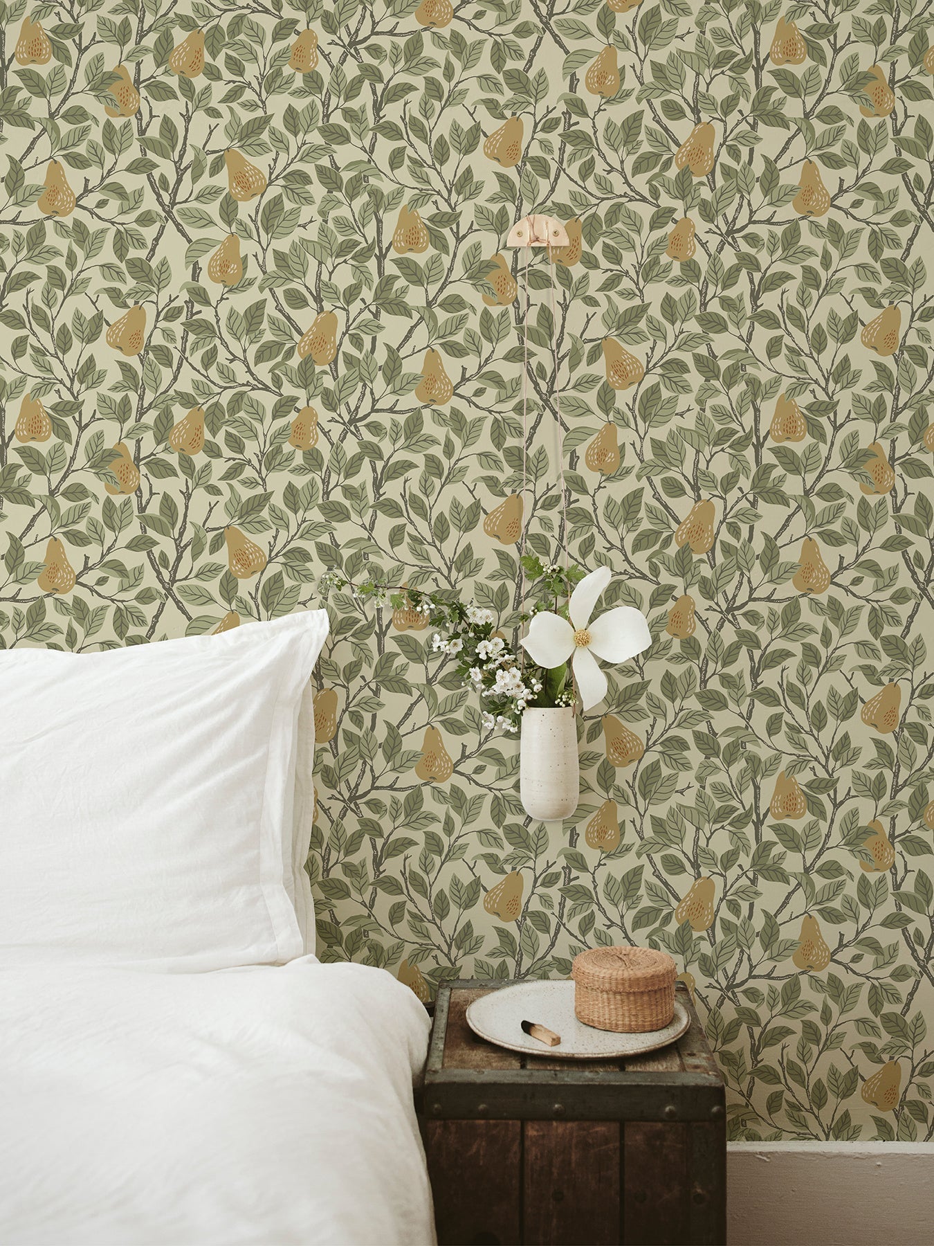 A-Street Prints Pirum Yellow Pear Wallpaper, 20.9-in by 33-ft