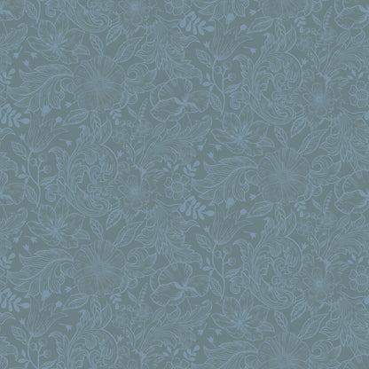 A-Street Prints Wilma Blue Block Print Wallpaper, 20.9-in by 33-ft