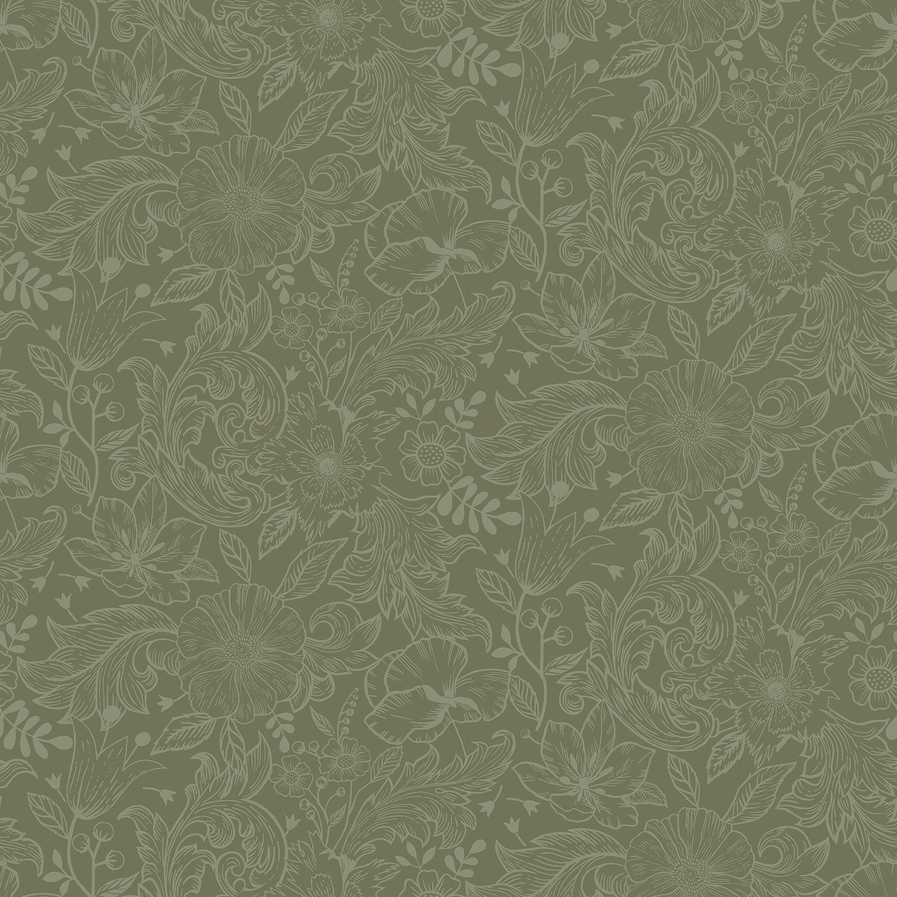 A-Street Prints Wilma Green Floral Block Print Wallpaper, 20.9-in by 33-ft