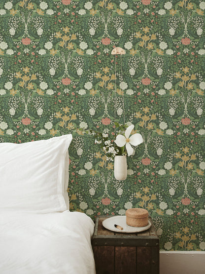 A-Street Prints Froso Green Garden Damask Wallpaper, 20.9-in by 33-ft